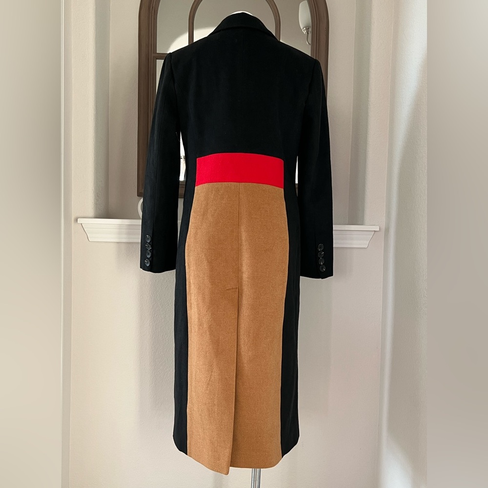 NEW Avec Les Filles ColorBlock Trench Coat, Black Red Camel Size S Retail ~ $500 - Picture 11 of 17